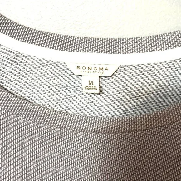 Sonoma Lifestyle Womens Gray & White Striped Knit Top Medium Lounge - Picture 2 of 6